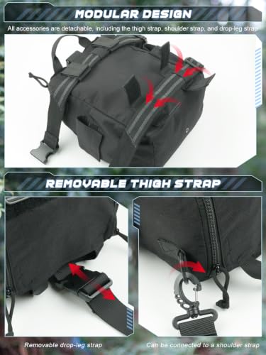 Black Quick-Access Gas Mask Pouch with Dual Side Pockets for Emergency & Outdoor Use