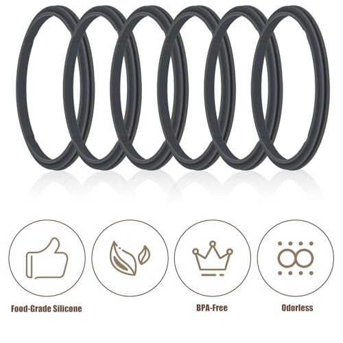 Silicone Water Bottle Gasket Replacement for 24oz & 36oz Tumblers - Gray, 6 Pack