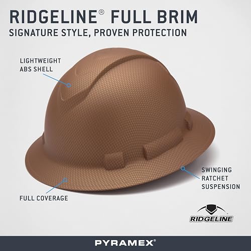 Pyramex Ridgeline Full Brim Hard Hat 4 Point Ratchet