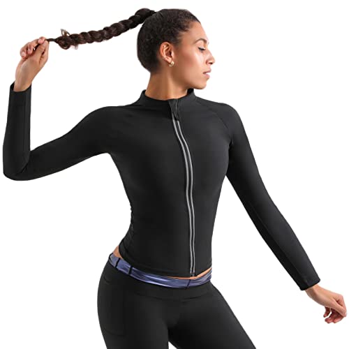 Sauna Suit Sweat Shaper Jacket - Long Sleeve, Large-X-Large, Black Y7