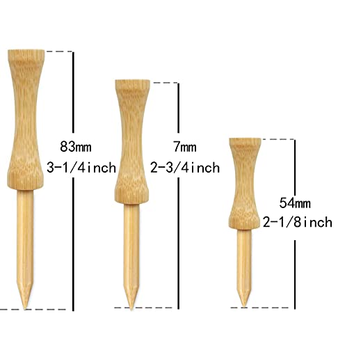 Bamboo Golf Tees - 100 Pack, 2-3/4 Inch Natural Wooden Tees
