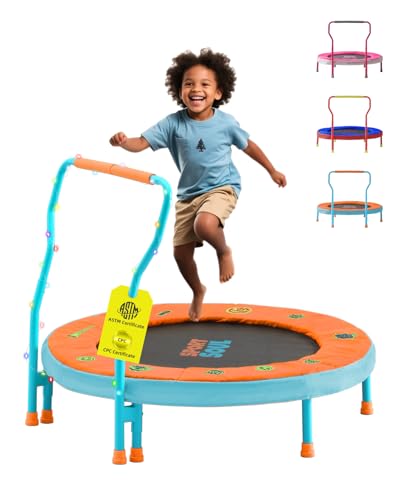 Mini Trampoline for Kids 3-6 with Foam Handle Bar - Orange & Sky Blue