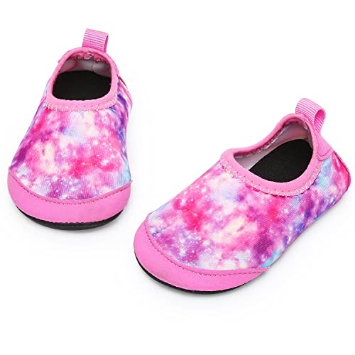 Apolter Toddler Water Shoes Galaxy Pink 9-10 Aqua Socks Non-Slip Beach Pool