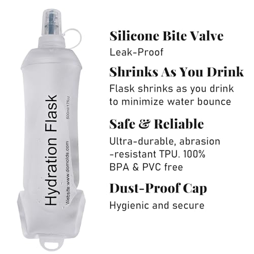 FABLENOVA 2 Pack 500ml Collapsible Water Bottles, Reusable Soft Hydration Flask