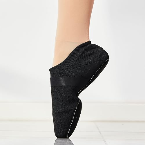 SANGEESON Slip-On Jazz Shoes for Men & Women Lightweight Breathable Dance Sneakers (Size 8-8.5 Women / 7-7.5 Men, Black)