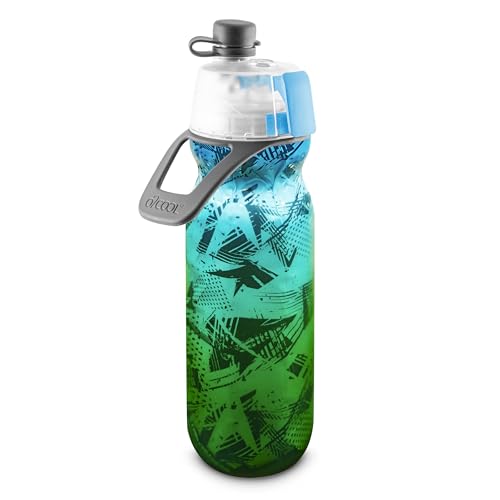 O2COOL Mist 'N Sip 20 oz Sports Water Bottle with Misting Function - Ombre Prism Green