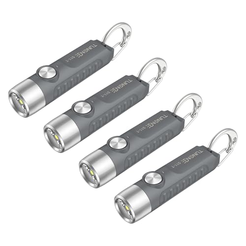 Grey TUNENGE S11-T Rechargeable Keychain Flashlight 500Lm, 4 Pack