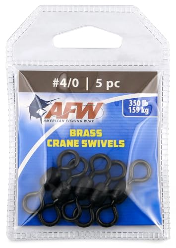 Brass Crane Fishing Swivels - Heavy-Duty Snap Swivels Black - 5 pc, #4/0, 350 lb Test