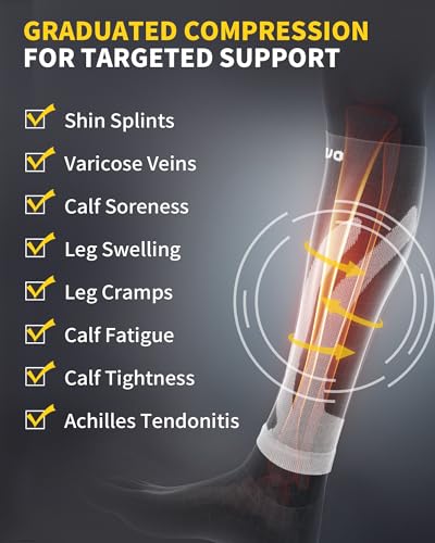 CAMBIVO Beige Calf Compression Sleeves 3 Pairs - Medium-Small, 15-20mmHg Support