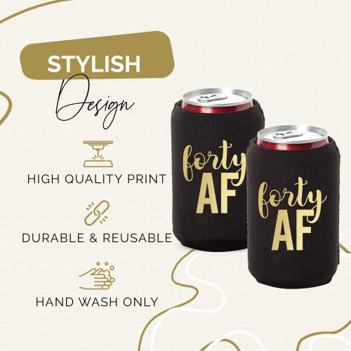 40 AF Can Coolers - Set of 12 for 40th Birthday Celebrations - Black