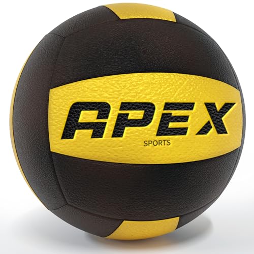 Apex Sports Professional Volleyball - Official Size & Weight, High-Visibility Black & Yellow, Variation: Volleyball