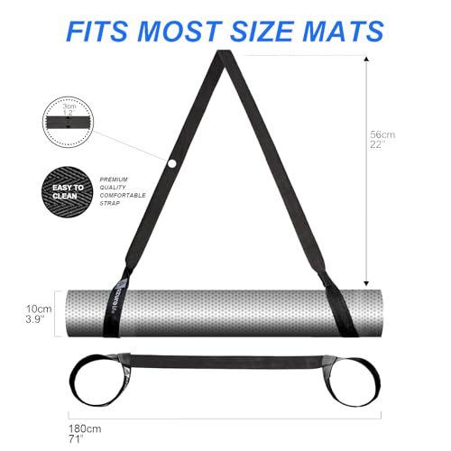 Yoga Mat Sling - Easy-Cinch Carrying Strap - Black