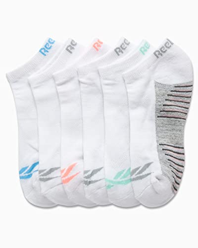 Reebok Women's Low Cut Athletic Socks 6 Pack Cushioned - White Fade 4-10
