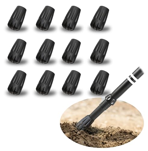 12-Pack Trekking Pole Tips - Replacement Rubber Tips for Hiking Sticks, 11mm Fit, Trekology