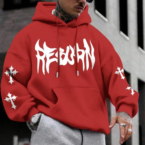 Vintage Religious Faith Hoodie - Jesus Cross Bible Verse - Red / Medium