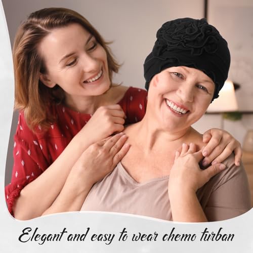 Cotton Cancer Headwear for Women - Chemo Turban - Black