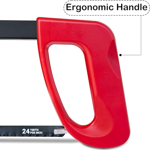 12¡± High-Tension Hacksaw Frame with 24 TPI Bi-metal Blade, Suitable for Metal, Wood, PVC, Carpentry