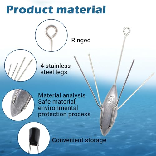 Silvery 2oz 5 Pcs Sputnik Lead Sinkers for Saltwater & Surf Fishing