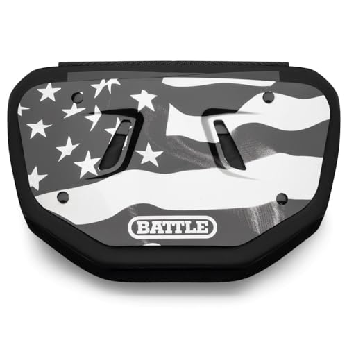 Battle Sports USA Football Back Plate - Youth & Adult, American Flag Silver/Black