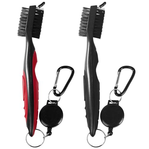Golf Club Brush Cleaner Tool Set - 2 Pack, Red & Black