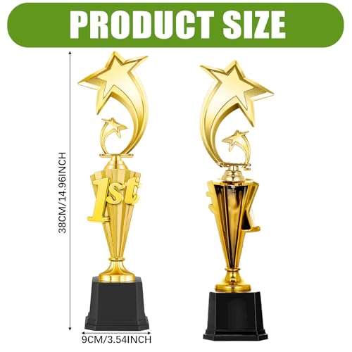 Foilswirl 15-Inch First Place Trophy - Classic Gold Award with Black Base