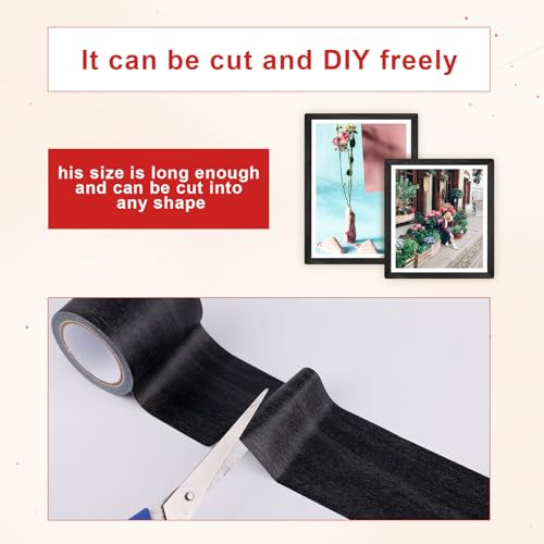 Wood Grain Repair Tape, 2.2 Inch x 15ft Wood Colored Trim Tape Self-Adhesive Simulated Wood Patch Tape for Tables, Doors, Windows, Floors (Black)