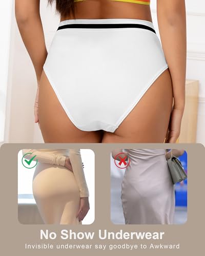 Women's Cotton Bikini Panties - High-Cut Stretch Underwear - 4 Pack Medium