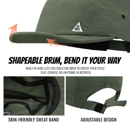 Croogo Short Brim Foldable Baseball Cap Quick Dry 5-Panel Running Hat - One Size / Ddy1-black