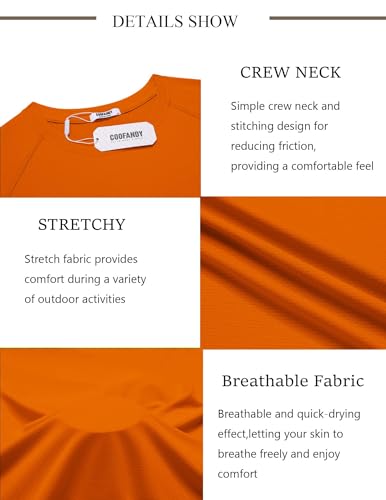 Mens Swim Shirt UPF 50+ Rash Guard - Quick Dry T-Shirt - Orange Small