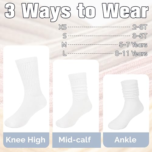 Toddler Knee High Socks for Girls - White, 2-3T