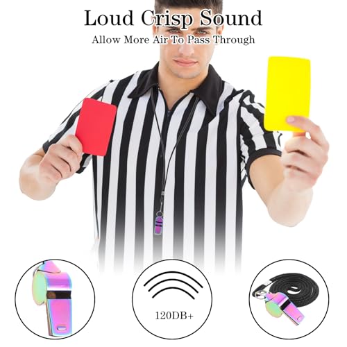 2 Pcs Stainless Steel Coach Whistle with Lanyard - Colorful