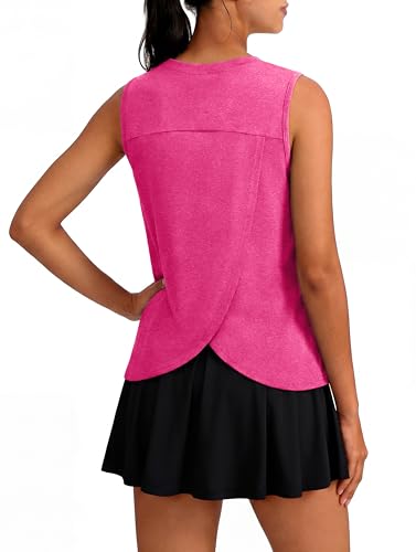 Loose Fit Sleeveless Yoga Tank Top - Pink, Large