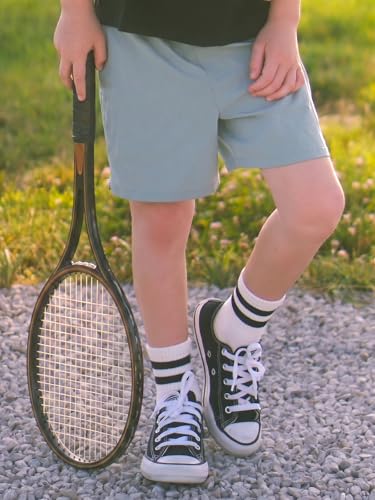 Kids Crew Socks - Combed Cotton Unisex School 5 Pairs - Black, Gray, White, Navy Blue