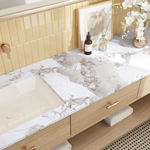 CRE8TIVE Matte Onyx White Marble Contact Paper for Cabinets Drawers 12"x80" Marble Wallpaper Peel and Stick Countertops Waterproof Self Adhesive Granite Countertop Contact Paper for Kitchen Table Desk