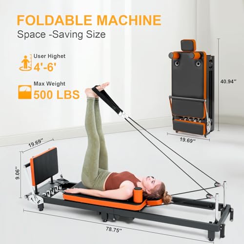 Foldable Pilates Reformer with Jump Board & Box - 500 LBS Capacity