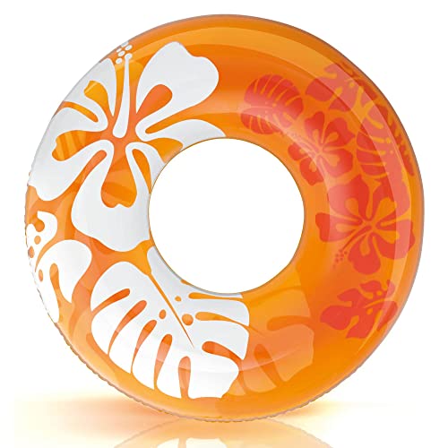 Inflatable Pool Tube with Floral Graphics - 36 Inch Float for Swimming and Water Play