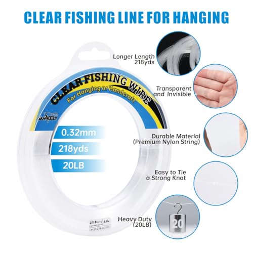 Invisible Fishing Wire - 20LB Strength, 218 Yards for Crafts & Decorations