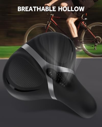 Comfort Bike Seat Cushion - Memory Foam Padded Saddle - Gray-L