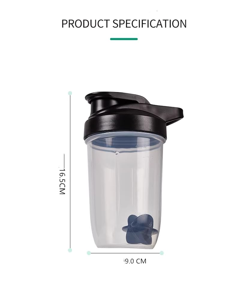 Leak-Proof Protein Shaker Bottle 16 Oz - Grey/Clear