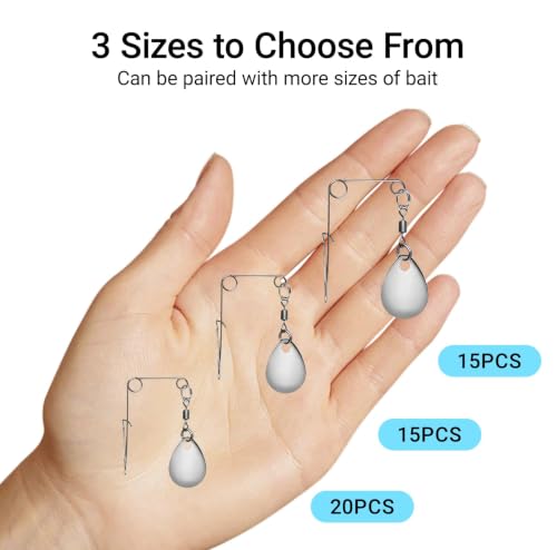 Silver Teardrop Spinnerbait Kit - 50 Pcs Smooth Spoon Blades
