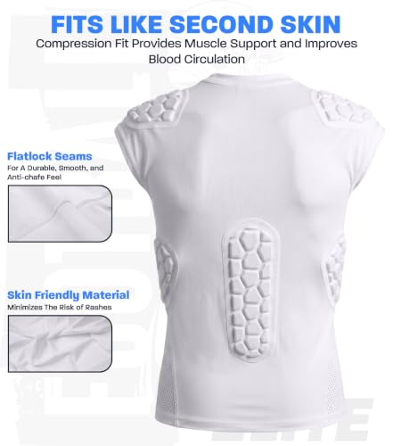 Exxact Sports Elite Adult Padded Football Shirt White Medium Impact Protection