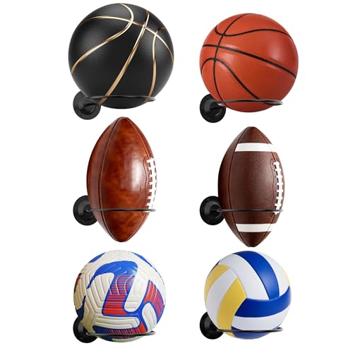 Wall-Mounted Sports Ball Holder for Basketball, Soccer, Volleyball & More