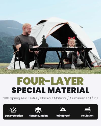 OutdoorMaster 2 Person Pop Up Camping Tent - White, Waterproof 3-Season Shelter