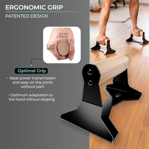 Ergonomic Wooden Push Up Bars - Heavy-Duty Non-Slip Parallettes