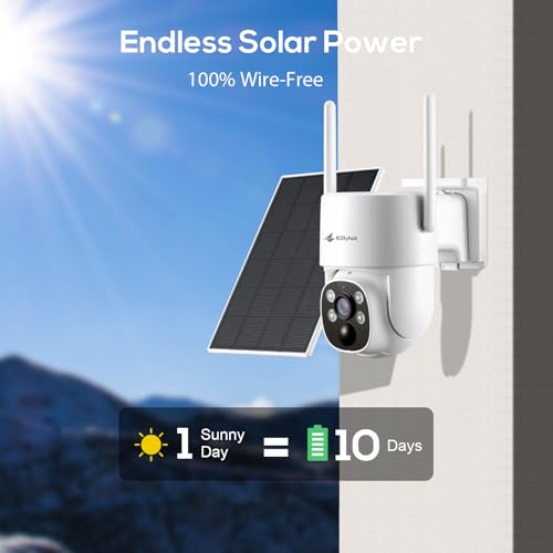 Kittyhok 4G LTE Cellular Solar Security Camera Wireless Outdoor, 2K No WiFi Security Camera, 360¡Æ Live View Pan/Tilt, Color Night Vision, 2 Way Talk, PIR Motion Sensor, Siren, Built-in SIM Card
