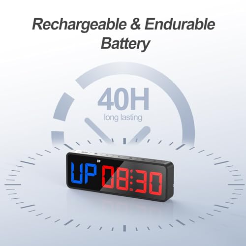 Portable Gym Timer Clock with Remote Control - Black