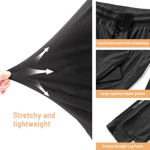 XYXYING Men's Lightweight Stretch Sweatpants with Zippered Pockets - Large Pack (Black, Grey, Blue) - 3 Pack