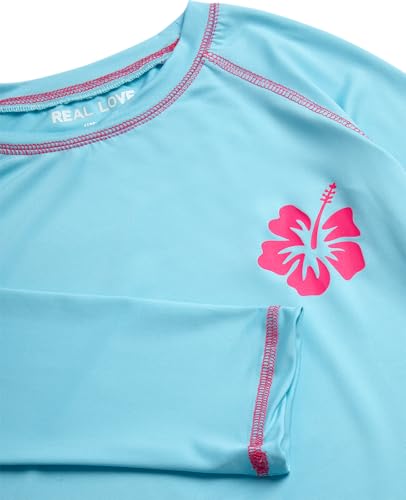 Long Sleeve Rash Guard Swim Shirt - Baby Blue, Size 14-16