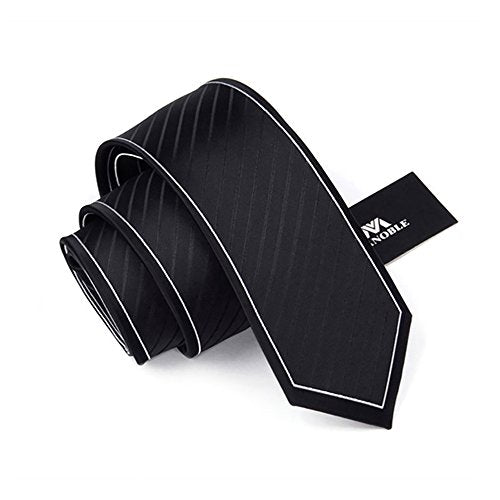 Men's Slim Striped Necktie - Black 2.75 Inches with Gift Box