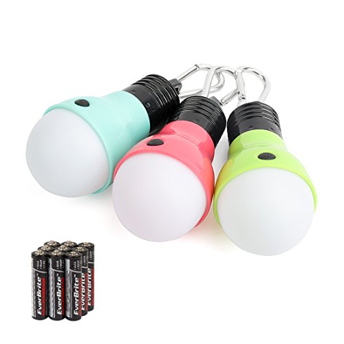 EverBrite 3-Pack Camping Lights - 3 Lighting Modes, Portable LED Bulbs Ideal for Kids¡¯ Adventure Activities, Backpacking, Camping, Picnic, Emergency and More, 3 x AAA Batteries Included